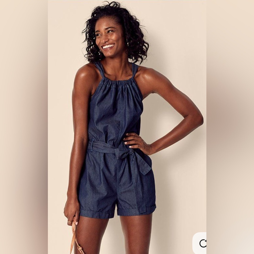 Universal Thread Navy Blue Sleeveless Denim Romper